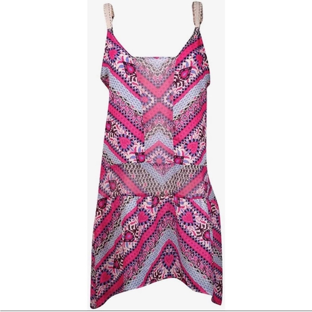 Becca Secret Garden Pink Chiffon Coverup Dress M